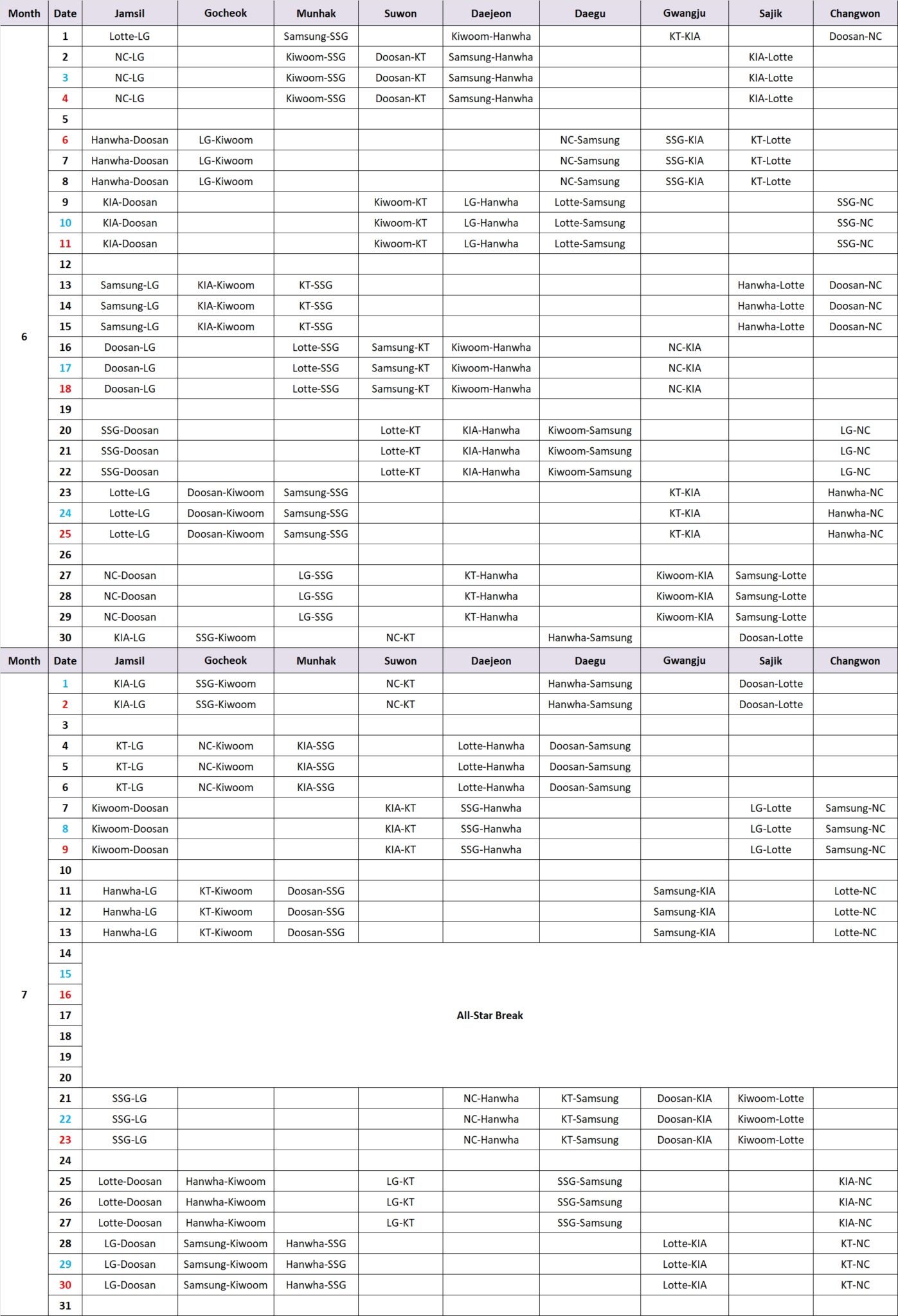 2023 KBO Schedule (click for full schedule) MyKBO